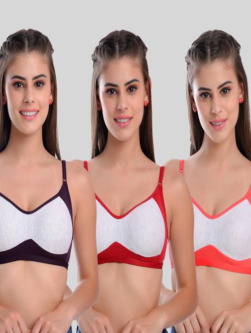pack of 3 color block sports bra - 20611372 - Very Small Image - 1