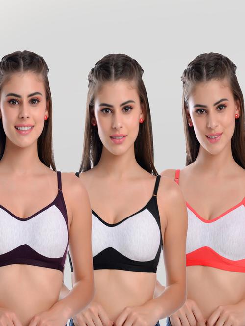 pack of 3 color block sports bra - 20611373 - Very Small Image - 1