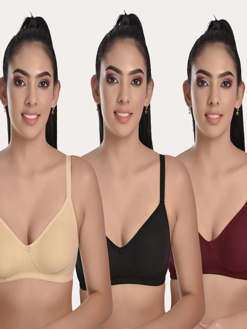 pack of 3 solid bras - 20611465 - Very Small Image - 1
