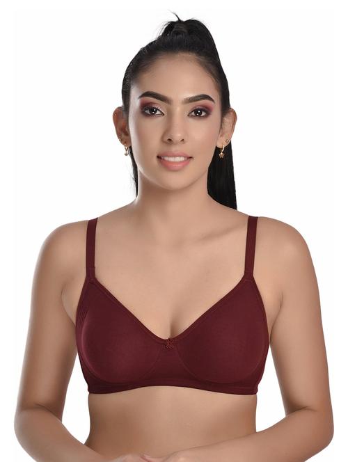 maroon cotton blend regular bra - 20611482 - Very Small Image - 1