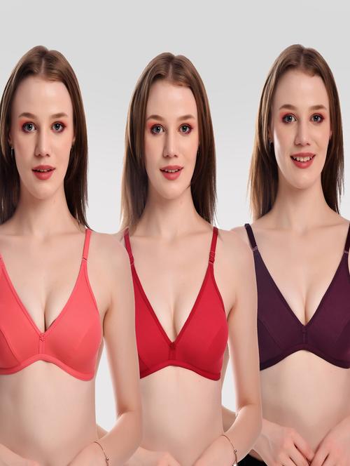 pack of 3 solid bras - 20611536 - Very Small Image - 1