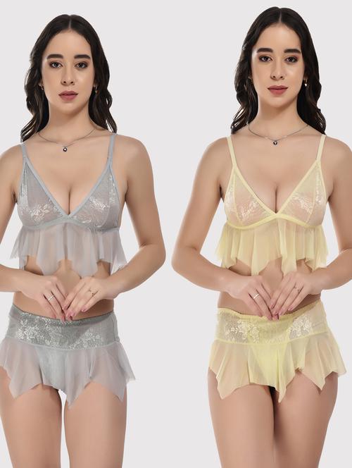 set of 2 bras and panty set - 20611928 - Very Small Image - 1