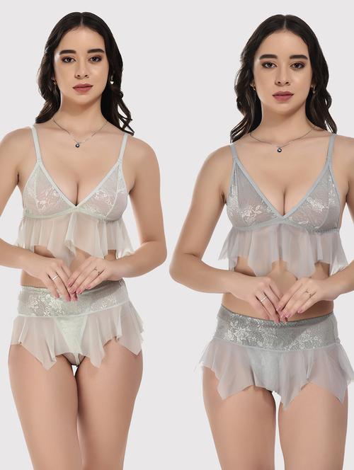 pack of 2 bralette and thongs set - 20611937 - Very Small Image - 1
