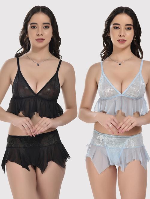 pack of 2 bralette and thongs set - 20611948 - Very Small Image - 1