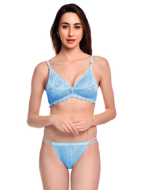 women lace detailed bra and thongs set - 20612057 - Very Small Image - 1