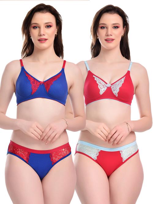pack of 2 color block bra & panty set - 20612082 - Very Small Image - 1