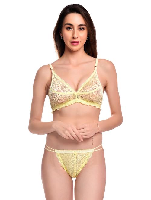 women lace detailed bra and thongs set - 20612090 - Very Small Image - 1