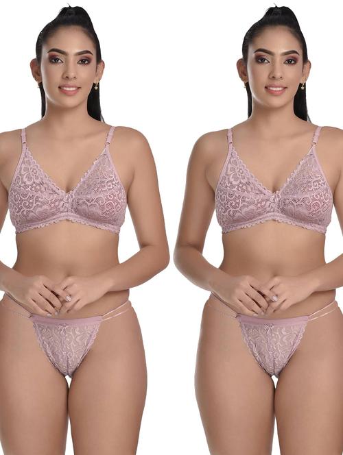 pack of 2 lace detailed bra and thongs set - 20612101 - Very Small Image - 1