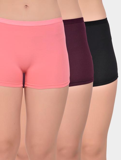 pack of 3 solid boy shorts panties - 20612260 - Very Small Image - 1