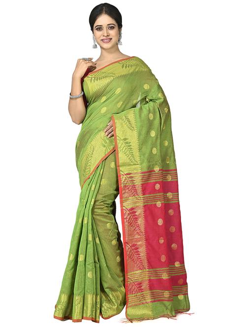 neo mint self design bordered saree with blouse - 20614102 - Very Small Image - 1