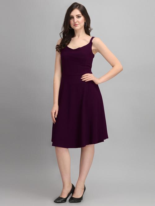women purple back styled detailed dress - 20614564 - Very Small Image - 1