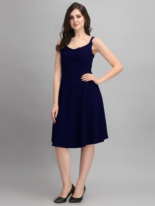 women navy blue back styled detailed dress - 20614570 - Very Small Image - 1