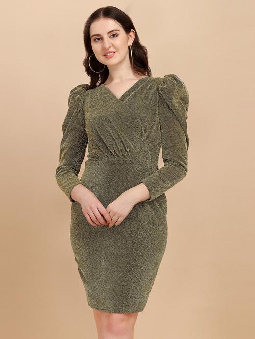 women shiny green bodycon dress - 20614669 - Very Small Image - 1