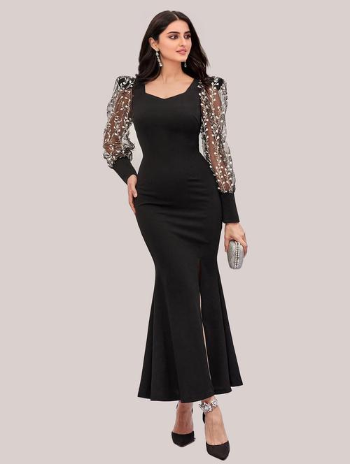 women black detailed sleeves bodycon dress - 20614681 - Very Small Image - 1