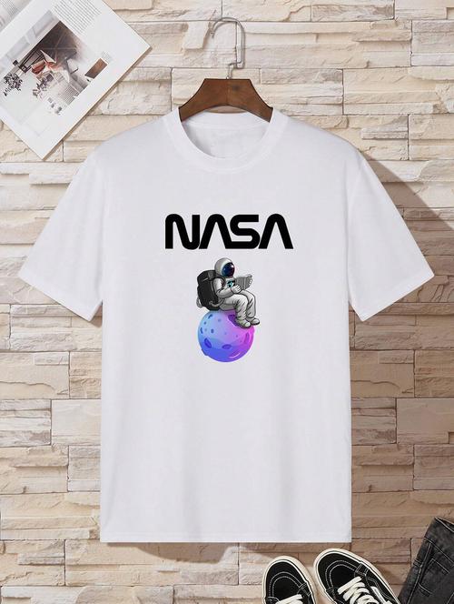 men white round neck front print t-shirt - 20614871 - Very Small Image - 1