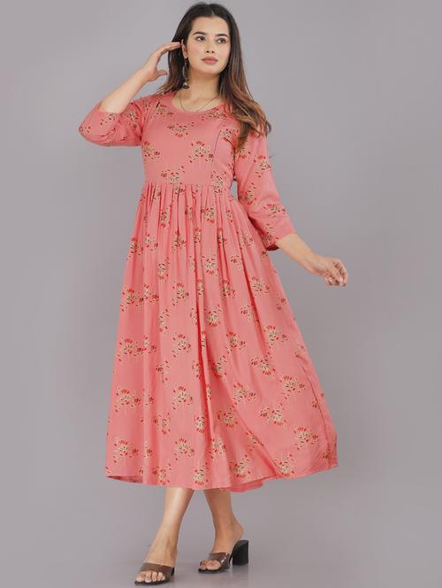 women printed flared maternity dress - 20616109 - Very Small Image - 1