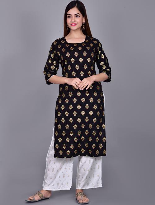 black kurta palazzo set with dupatta - 20616111 - Very Small Image - 1