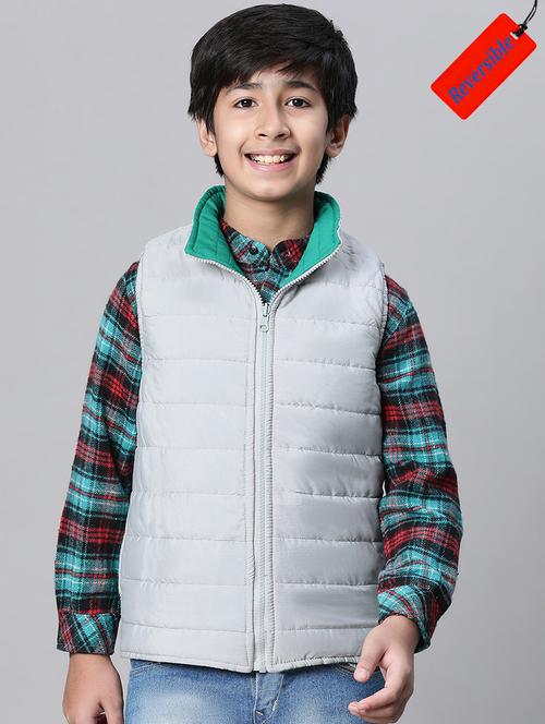 boys green solid quilted jacket - 20616505 - Very Small Image - 1