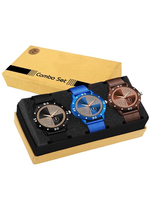round dial analog watch combo for men - 20616517 - Very Small Image - 1