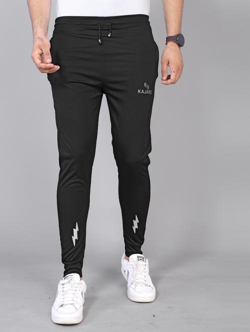 black lycra blend ankle length track pant - 20616598 - Very Small Image - 1