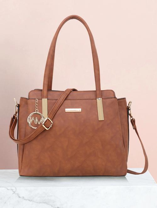 tan leatherette (pu) handbag - 20616988 - Very Small Image - 1