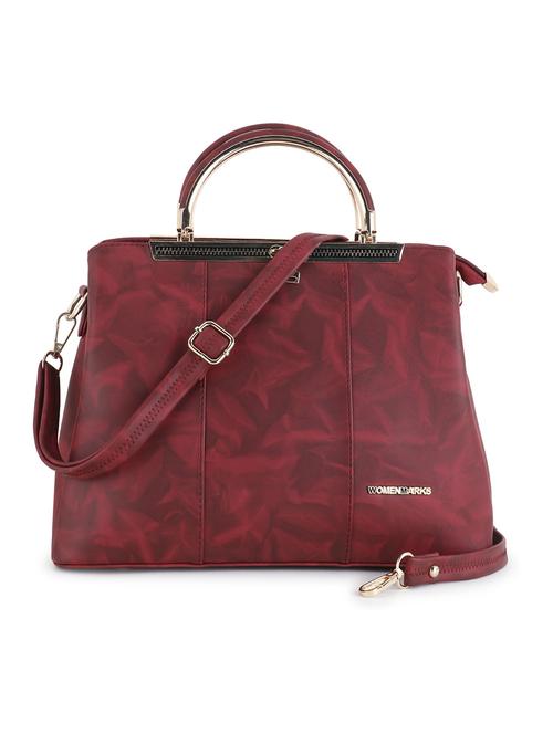 maroon leatherette (pu) handbag - 20617007 - Very Small Image - 1