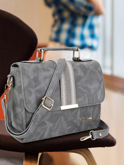 grey leatherette (pu) handbag - 20617081 - Very Small Image - 1