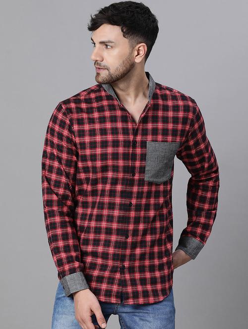 men red & black checkered casual shirt - 20617462 - Very Small Image - 1