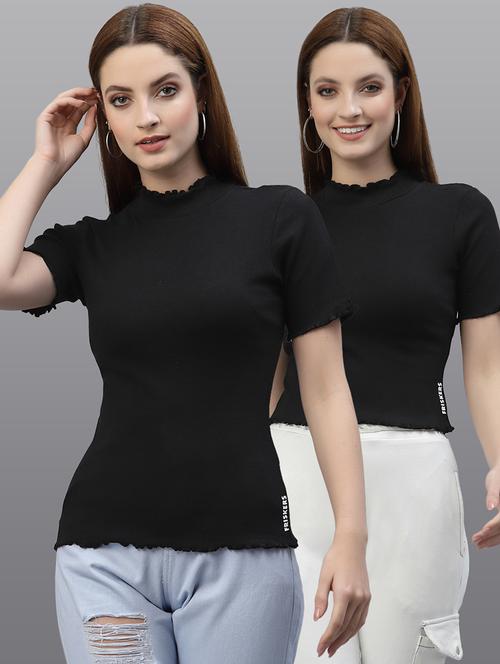women set of 2 black casual top - 20617646 - Very Small Image - 1