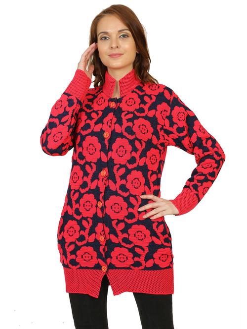 women long sleeved self design wool cardigan - 20618301 - Very Small Image - 1