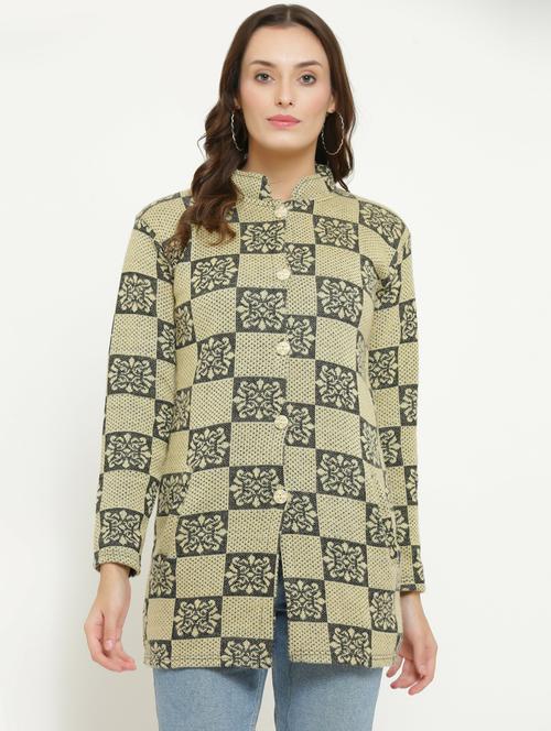 women long sleeved self design wool cardigan - 20618497 - Very Small Image - 1