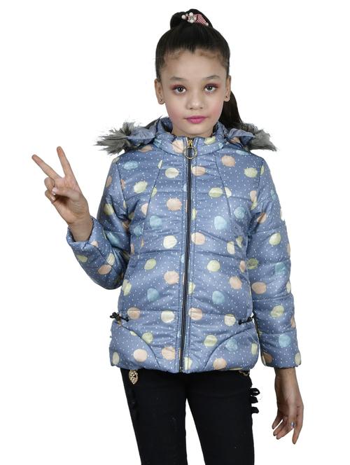 kids blue printed hooded jacket - 20620504 - Very Small Image - 1