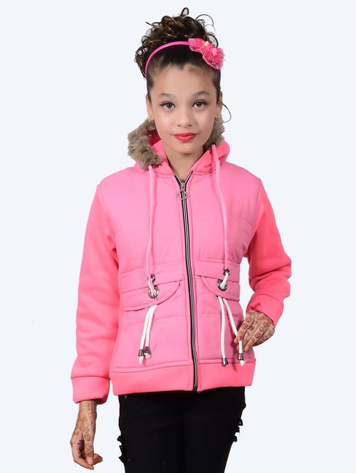 kids pink detailed regular hooded jacket - 20620508 - Very Small Image - 1