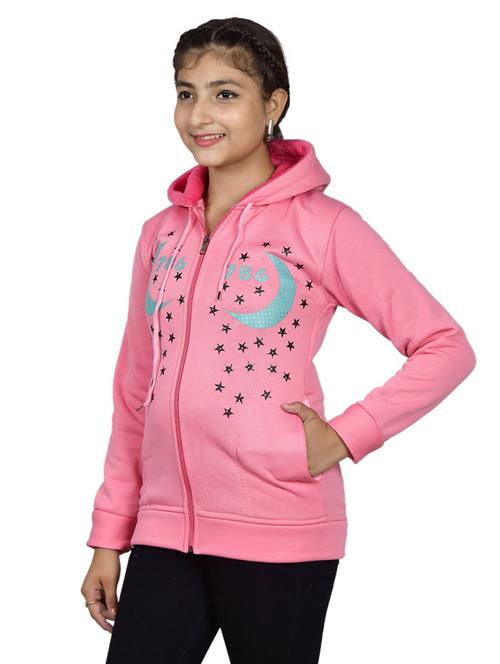 kids pink front printed hooded jacket - 20621461 - Very Small Image - 1
