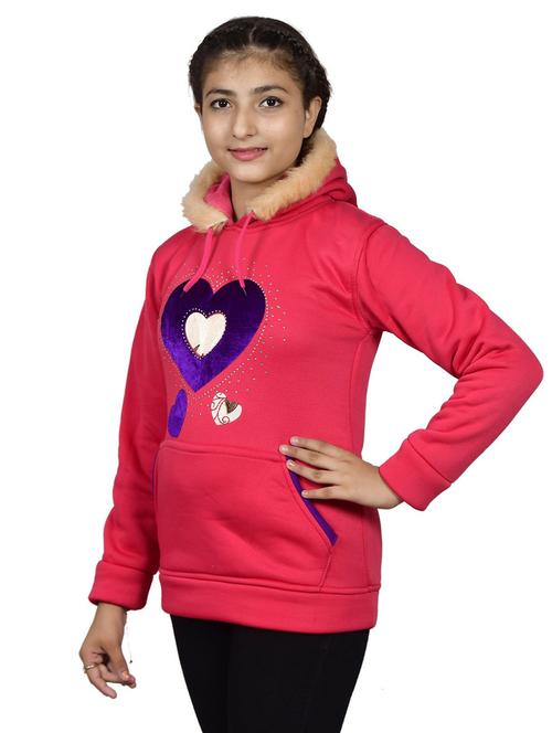 kids pink front print hooded sweatshirt - 20621500 - Very Small Image - 1