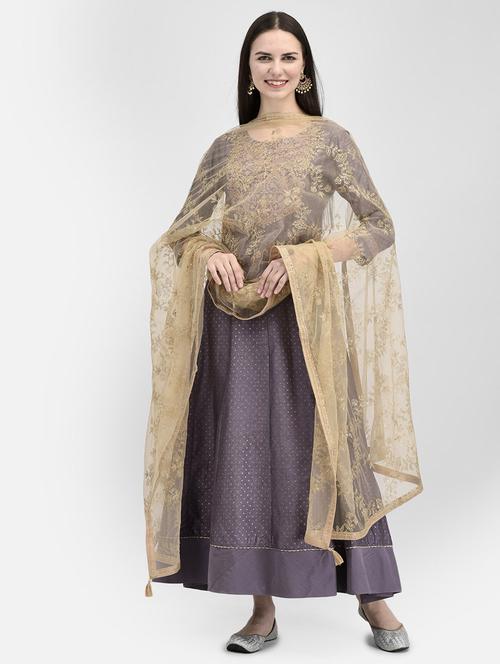 grey three quarter sleeve a-line kurta - 20621700 - Very Small Image - 1