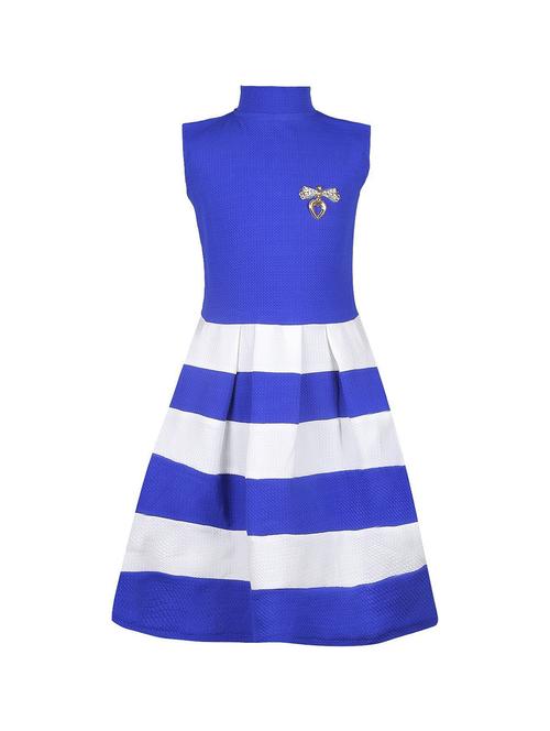 blue striped detailed fit & flare dress - 20621786 - Very Small Image - 1