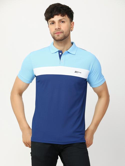 blue color block t-shirt - 20621812 - Very Small Image - 1