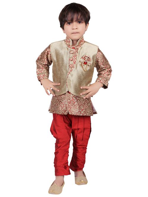 red self design sherwani set - 20621912 - Very Small Image - 1