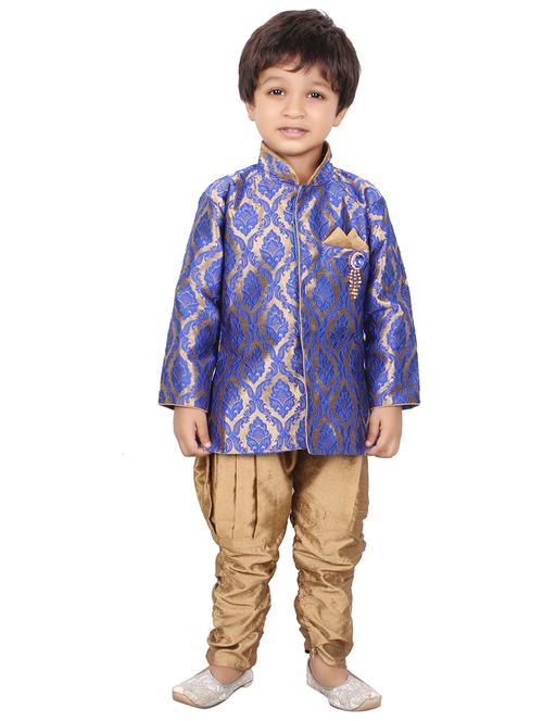 kids purple self design detailed kurta set - 20621932 - Very Small Image - 1