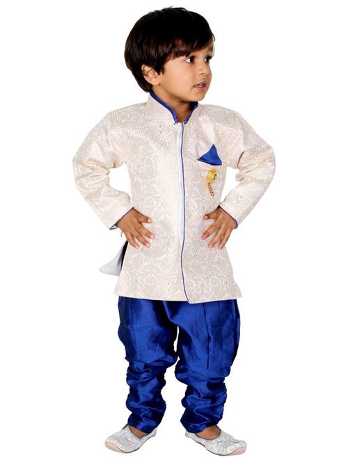 kids off white self design detailed kurta set - 20621935 - Very Small Image - 1