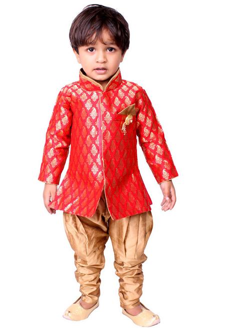 red self design sherwani set - 20621940 - Very Small Image - 1