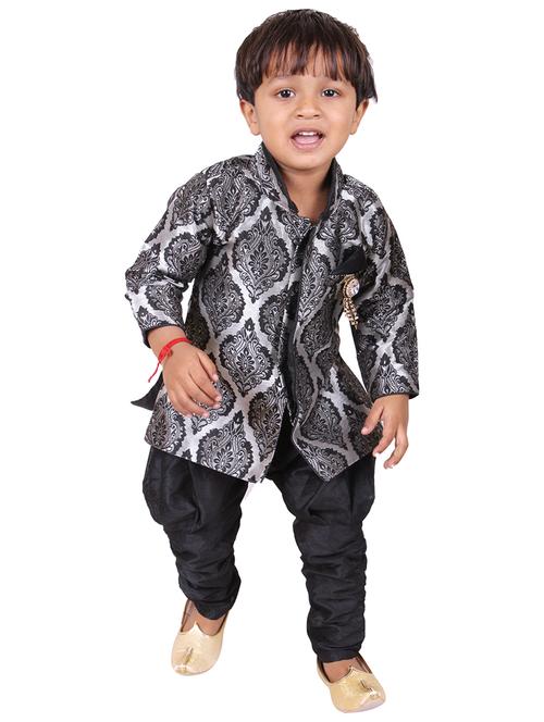 black self design sherwani set - 20621943 - Very Small Image - 1