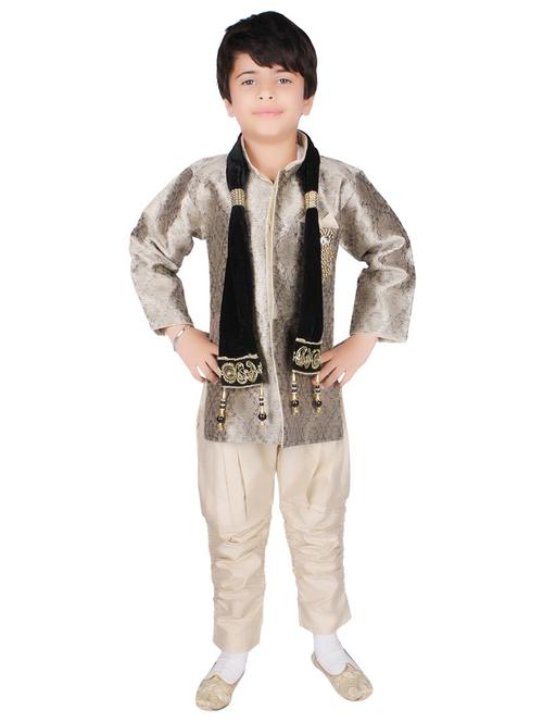 kids grey self design detailed sherwani set - 20621969 - Very Small Image - 1