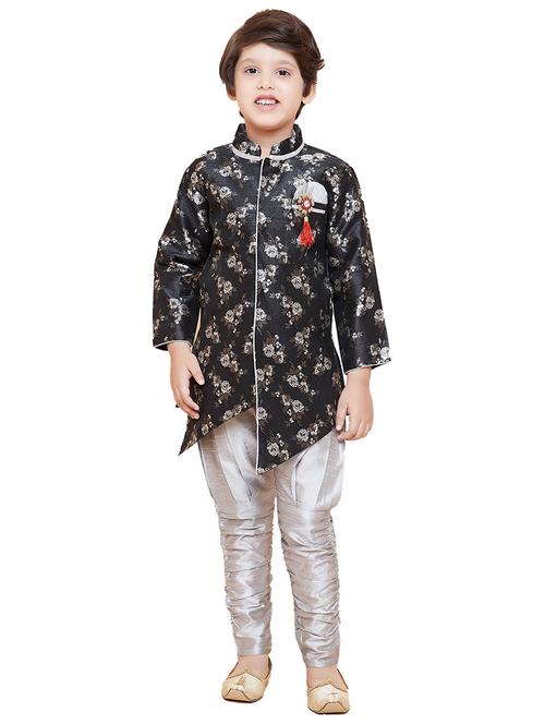 black floral sherwani set - 20622017 - Very Small Image - 1