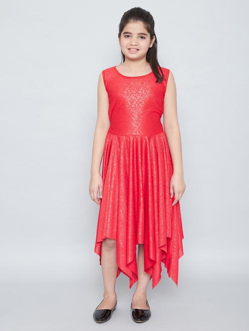 girls round neck self design asymmetric frock - 20622056 - Very Small Image - 1