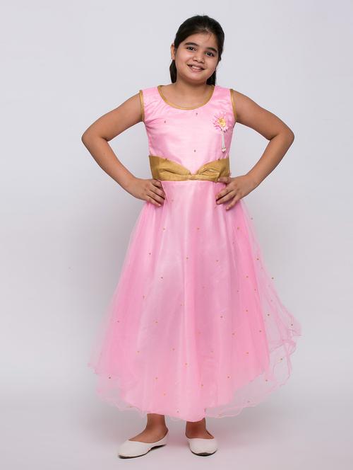 girls pink embellished detailed party gown - 20622067 - Very Small Image - 1