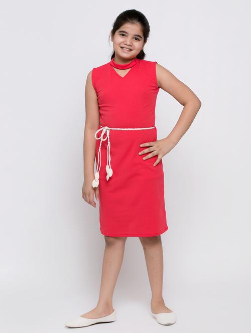 girls choker neck solid frock - 20622150 - Very Small Image - 1