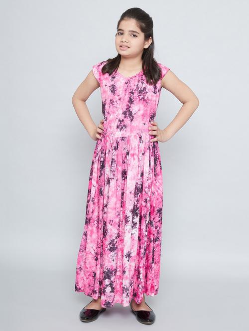 kids pink printed dress - 20622165 - Very Small Image - 1