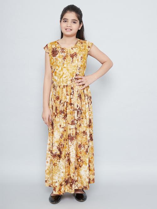 beige printed viscose gown - 20622167 - Very Small Image - 1